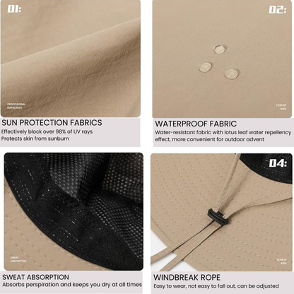 Sun Hat for Men, UV Protection UPF50+, Wide Brim Bucket Hats